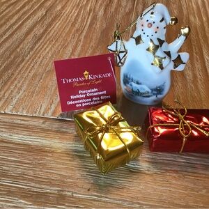Thomas Kinkade Gold and Red Holiday Ornaments